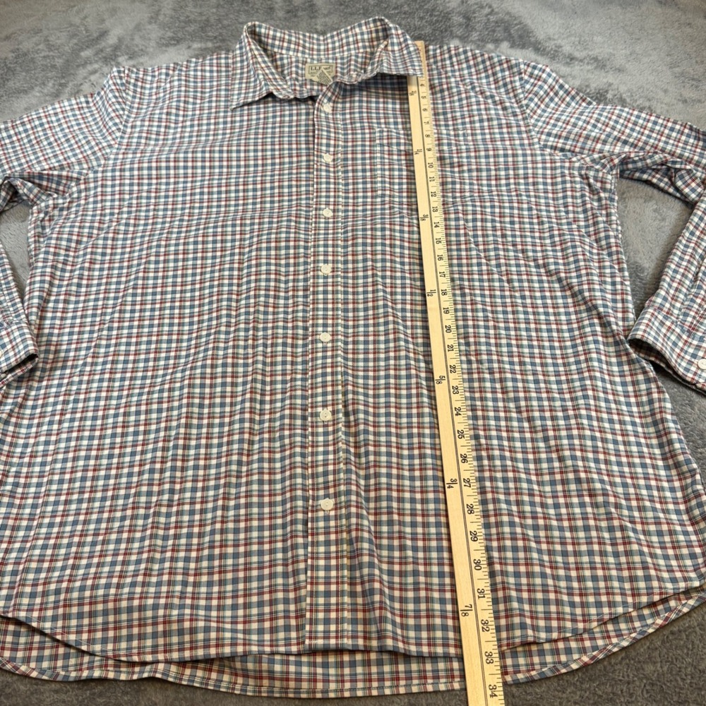 LL‎ Bean Traditional Fit Plaid Button Down Shirt Mens XXL Tall Cotton Blue Red - Picture 6 of 7